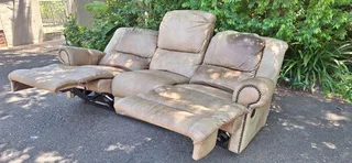 CORICRAFT Etosha Genuine Leather Recliner Couch Three Pullup Sofa Lazyboy 230cm