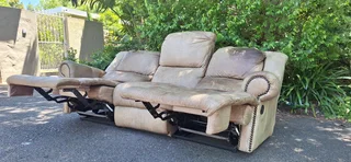 CORICRAFT Etosha Genuine Leather Recliner Couch Three Pullup Sofa Lazyboy 230cm