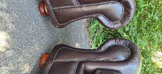 2 by 2 Genuine Full Leather Couches Windsor Petite Range set Dark Milano Brown color 185cm each