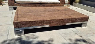 MASSIVE Modern BESPOKE WEYLANDTS Patio Daybed Couch Natural Woven Banana Leaf Couch Lounger and Coff