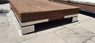 MASSIVE Modern BESPOKE WEYLANDTS Patio Daybed Couch Natural Woven Banana Leaf Couch Lounger and Coff