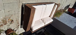 MASSIVE Modern BESPOKE WEYLANDTS Patio Daybed Couch Natural Woven Banana Leaf Couch Lounger and Coff