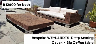 Massive Modern Bespoke Weylandts Patio Daybed Couch Natural Woven Banana Leaf Couch Lounger And Coff