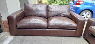 Modern Chobe Milano Dark Brown colour Full Leather Lounge suite Large 2 and 3 seater Couches