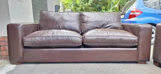 Modern Chobe Milano Dark Brown colour Full Leather Lounge suite Large 2 and 3 seater Couches