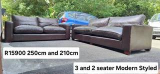 Modern Chobe Milano Dark Brown colour Full Leather Lounge suite Large 2 and 3 seater Couches