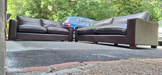 Modern Chobe Milano Dark Brown colour Full Leather Lounge suite Large 2 and 3 seater Couches