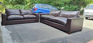 Modern Chobe Milano Dark Brown colour Full Leather Lounge suite Large 2 and 3 seater Couches