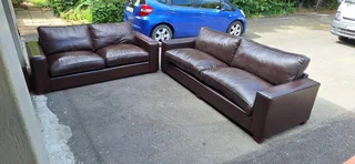 Modern Chobe Milano Dark Brown colour Full Leather Lounge suite Large 2 and 3 seater Couches