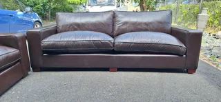 Modern Chobe Milano Dark Brown colour Full Leather Lounge suite Large 2 and 3 seater Couches
