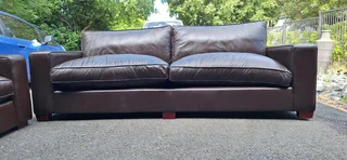 Modern Chobe Milano Dark Brown colour Full Leather Lounge suite Large 2 and 3 seater Couches