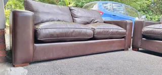 Modern Chobe Milano Dark Brown colour Full Leather Lounge suite Large 2 and 3 seater Couches