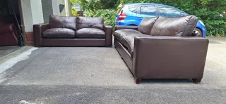 Modern Chobe Milano Dark Brown colour Full Leather Lounge suite Large 2 and 3 seater Couches