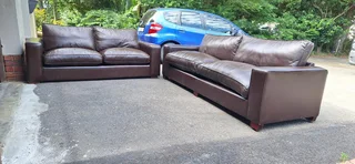 Modern Chobe Milano Dark Brown colour Full Leather Lounge suite Large 2 and 3 seater Couches