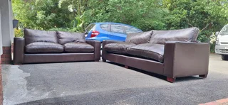 Modern Chobe Milano Dark Brown colour Full Leather Lounge suite Large 2 and 3 seater Couches