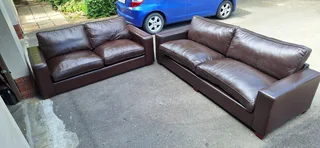 Modern Chobe Milano Dark Brown colour Full Leather Lounge suite Large 2 and 3 seater Couches