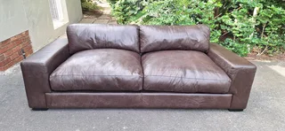 Stylish KLOOFTIQUE Nu York Cubist Style LARGE Seater Genuine Leather Couch Brown Colour 223cm