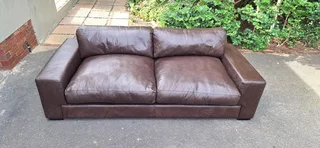 Stylish KLOOFTIQUE Nu York Cubist Style LARGE Seater Genuine Leather Couch Brown Colour 223cm