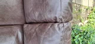 Stylish KLOOFTIQUE Nu York Cubist Style LARGE Seater Genuine Leather Couch Brown Colour 223cm