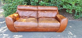 Genuine Leather Couch 3 Seater  Zambezi Tan Brown colour 210cm