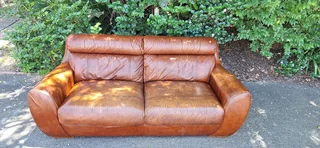 Genuine Leather Couch 3 Seater  Zambezi Tan Brown colour 210cm