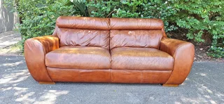 Genuine Leather Couch 3 Seater  Zambezi Tan Brown colour 210cm