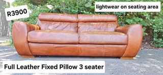 Genuine Leather Couch 3 Seater  Zambezi Tan Brown colour 210cm