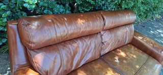 Genuine Leather Couch 3 Seater  Zambezi Tan Brown colour 210cm