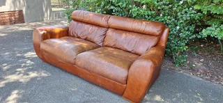 Genuine Leather Couch 3 Seater  Zambezi Tan Brown colour 210cm