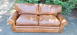 LIKE NEW Leather Couch Colonial Styled Stunning Butterscotch Tan Brown Colour 208cm