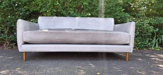 Swedish Designed Sleek Solid Genuine Leather 3 seater Couch Dove Grey Colour 188cm