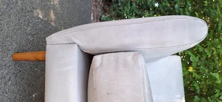 Swedish Designed Sleek Solid Genuine Leather 3 seater Couch Dove Grey Colour 188cm