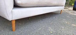 Swedish Designed Sleek Solid Genuine Leather 3 seater Couch Dove Grey Colour 188cm