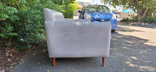 Swedish Designed Sleek Solid Genuine Leather 3 seater Couch Dove Grey Colour 188cm