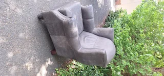 95cm CORICRAFT Full Leather Sebastian 1 Seater Wingback Arm-Chair Elephant Grey color