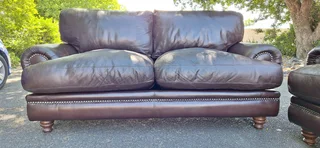Solid CORICRAFT Leather Lounge Suite Colonial Milano Dark Brown Big 3 plus 2 Seater Couches