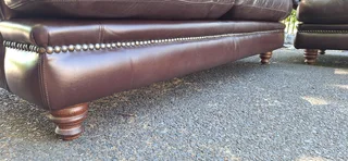 Solid CORICRAFT Leather Lounge Suite Colonial Milano Dark Brown Big 3 plus 2 Seater Couches