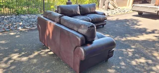 Solid CORICRAFT Leather Lounge Suite Colonial Milano Dark Brown Big 3 plus 2 Seater Couches