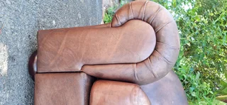 WEYLANDTS Retro Old Skool Styled 2 seater Leather KUDU Couch Hazelnut Brown 190cm
