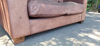 JAN ELLIS modern KUDU Leather 2 seater Couch Block Square Arm Sofa 183cm