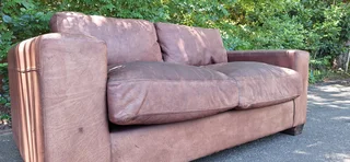 JAN ELLIS modern KUDU Leather 2 seater Couch Block Square Arm Sofa 183cm