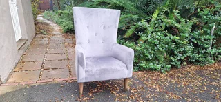 Eva 70cm Classic Velvet Material Modern Styled Wingback 1 seater Chair Steel Grey colour