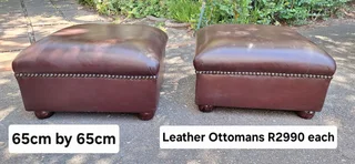65cm Dark Brown Leather Ottomans Afrique Square Shape R2950ea