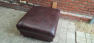 100cm CORICRAFT Terry Style Leather Ottoman Rectangular Shape Oxblood brown colour