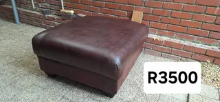 100cm Coricraft Terry Style Leather Ottoman Rectangular Shape Oxblood Brown Colour