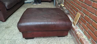 100cm CORICRAFT Terry Style Leather Ottoman Rectangular Shape Oxblood brown colour