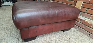 100cm CORICRAFT Terry Style Leather Ottoman Rectangular Shape Oxblood brown colour