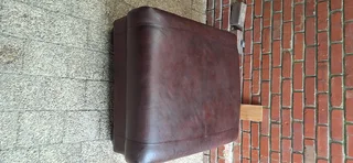 100cm CORICRAFT Terry Style Leather Ottoman Rectangular Shape Oxblood brown colour
