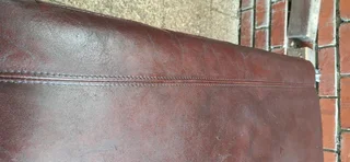100cm CORICRAFT Terry Style Leather Ottoman Rectangular Shape Oxblood brown colour