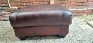 100cm CORICRAFT Terry Style Leather Ottoman Rectangular Shape Oxblood brown colour